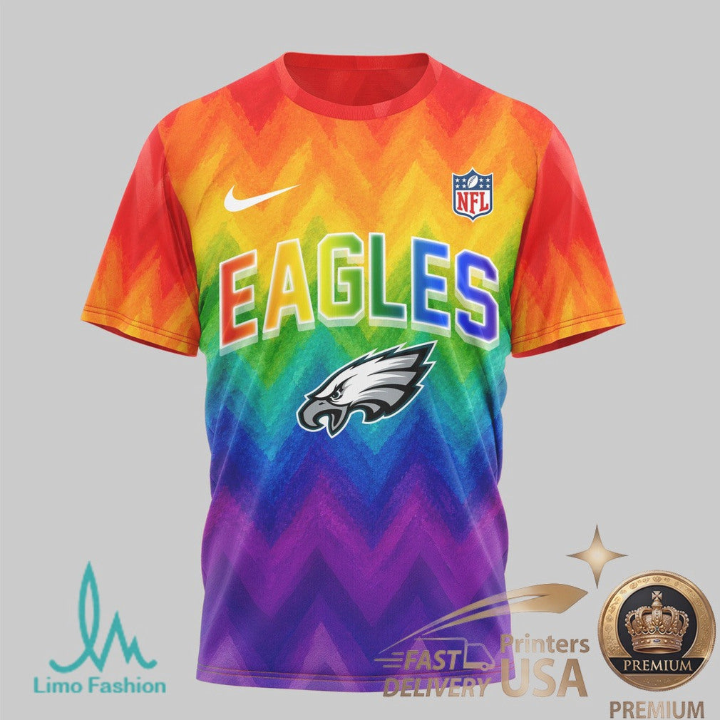 Philadelphia Eagles Snoopy Pride Rainbow T Shirt Human Beings Graphic T Shirt - Limotees LLC