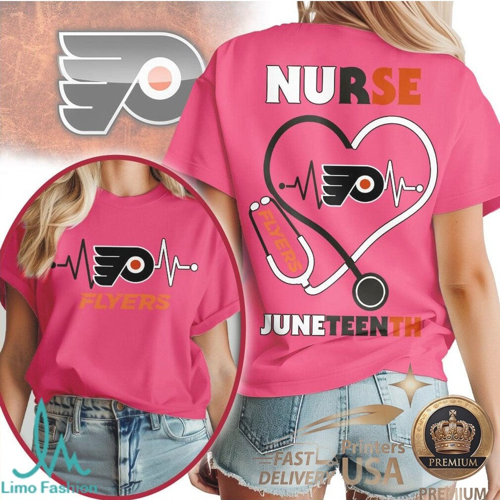 Philadelphia Flyers Nurse Heartbeat T Shirt Juneteenth Apparel - Limotees LLC