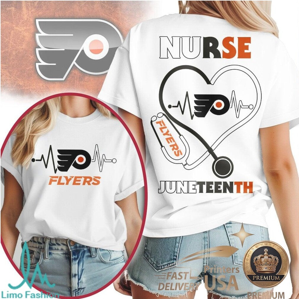 Philadelphia Flyers Nurse Heartbeat T Shirt Juneteenth Apparel - Limotees LLC