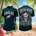 Philadelphia Football Skull Green And Silver Shirt