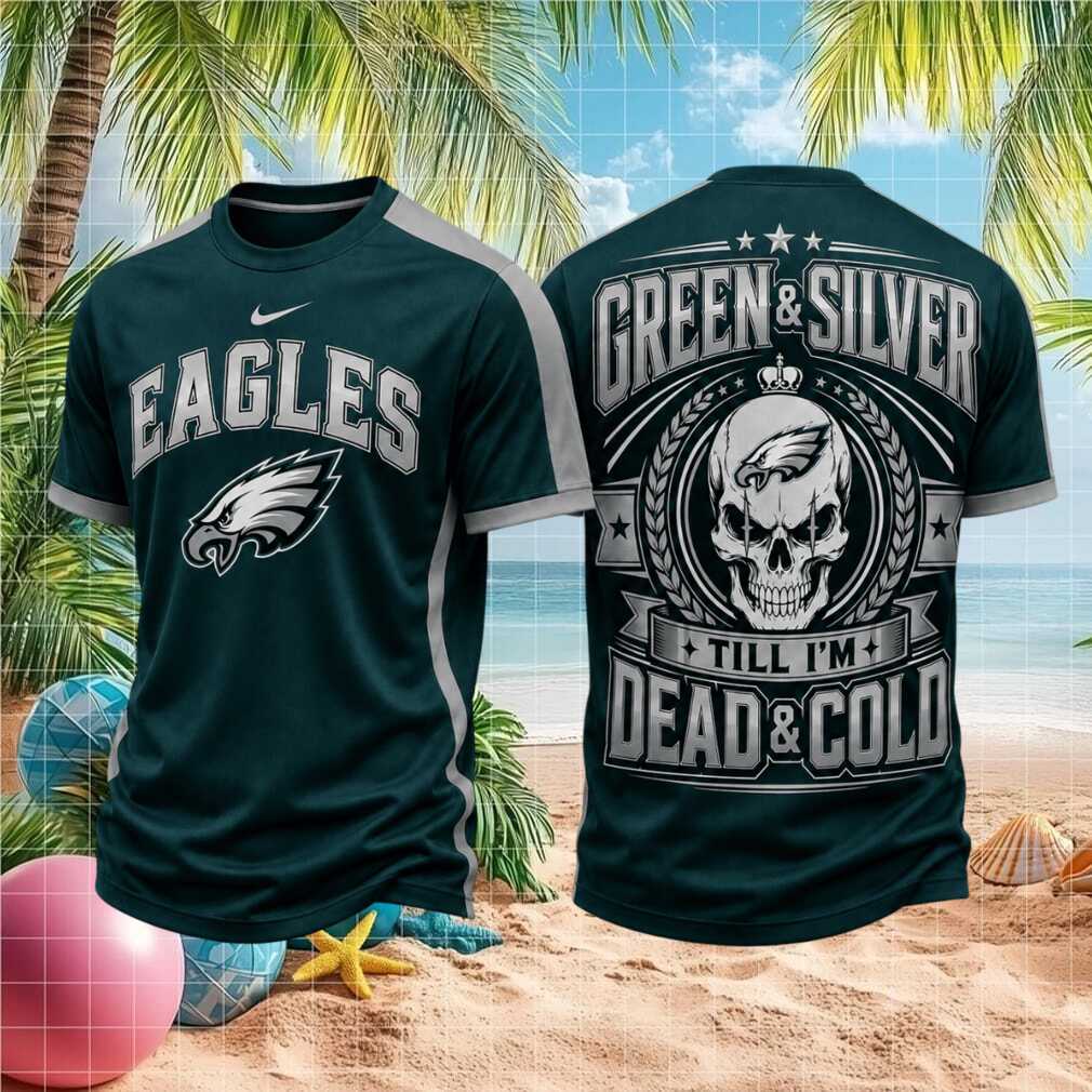 Philadelphia Football Skull Green And Silver Shirt