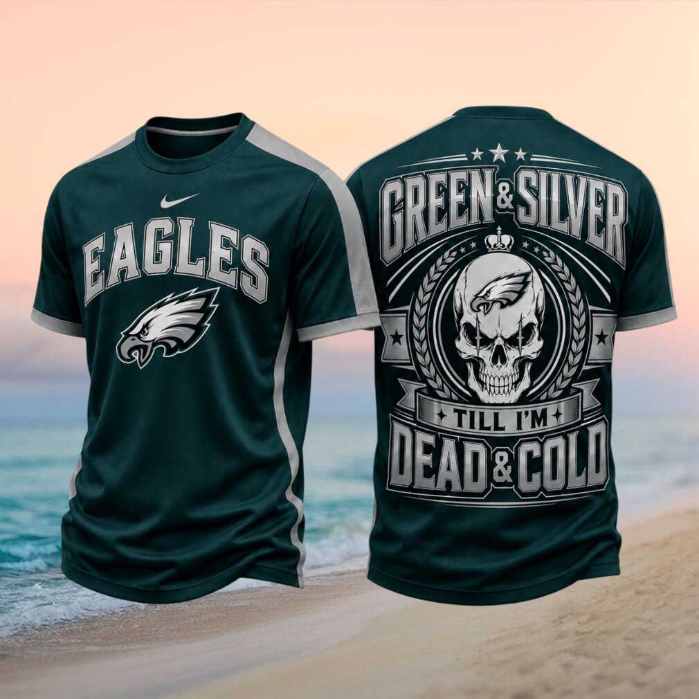 Philadelphia Football Skull Green And Silver Shirt