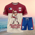 Philadelphia Phillies Mr Bean Baseball Pinstripe Shorts Shirt