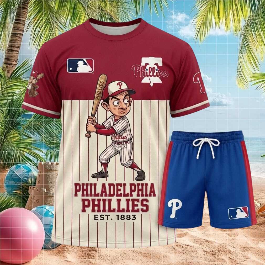 Philadelphia Phillies Mr Bean Baseball Pinstripe Shorts Shirt