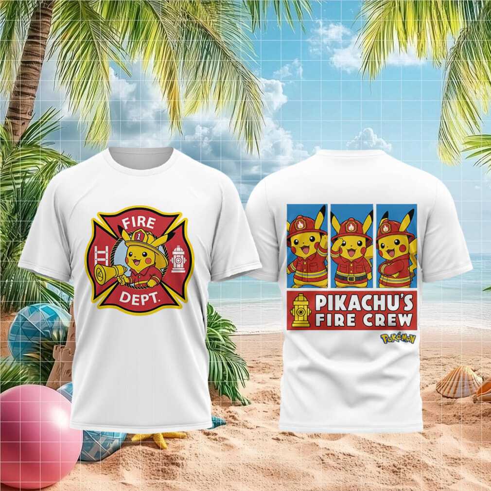 Pikachu Fire Crew Pokemon Fire Department Theme Licensed Character Collection Fans Casual Shirt - Limotees LLC