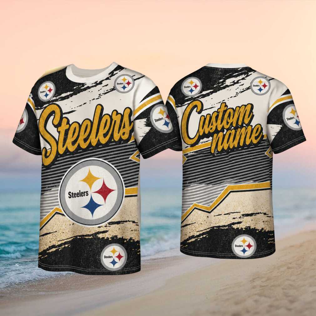 Pittsburgh Football Team Personalized Fan Gear Custom Name Distressed Pattern Adult Men Women Shirt - Limotees LLC