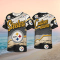 Pittsburgh Football Team Personalized Fan Gear Custom Name Distressed Pattern Adult Men Women Shirt - Limotees LLC
