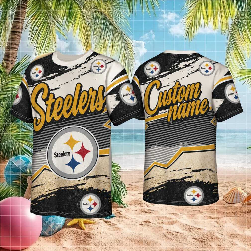 Pittsburgh Football Team Personalized Fan Gear Custom Name Distressed Pattern Adult Men Women Shirt - Limotees LLC