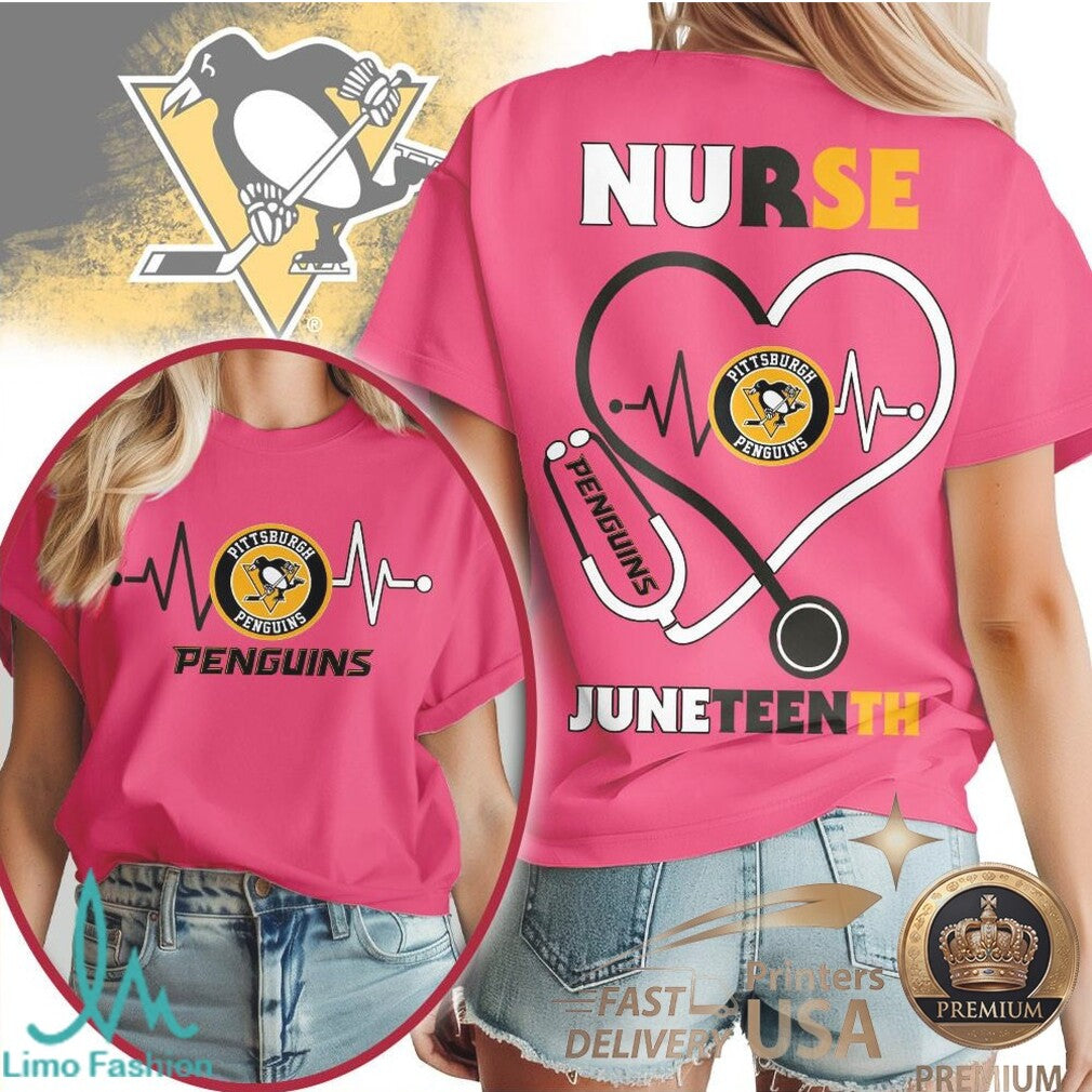 Pittsburgh Penguins Nurse Heartbeat T Shirt Juneteenth Apparel - Limotees LLC