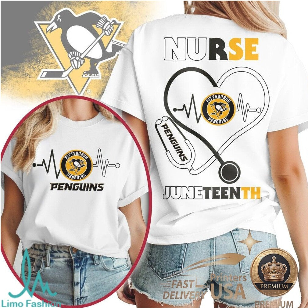 Pittsburgh Penguins Nurse Heartbeat T Shirt Juneteenth Apparel - Limotees LLC