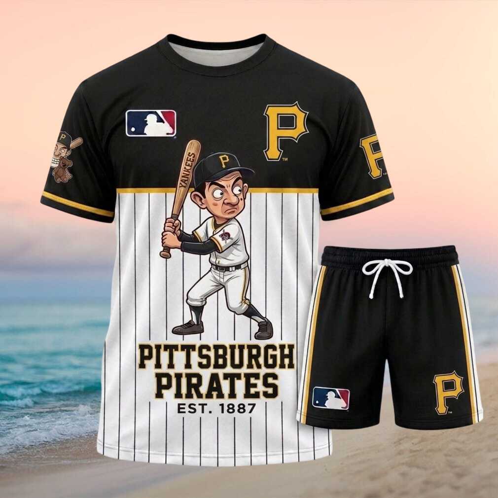 Pittsburgh Pirates Mr Bean Baseball Pinstripe Shorts Shirt