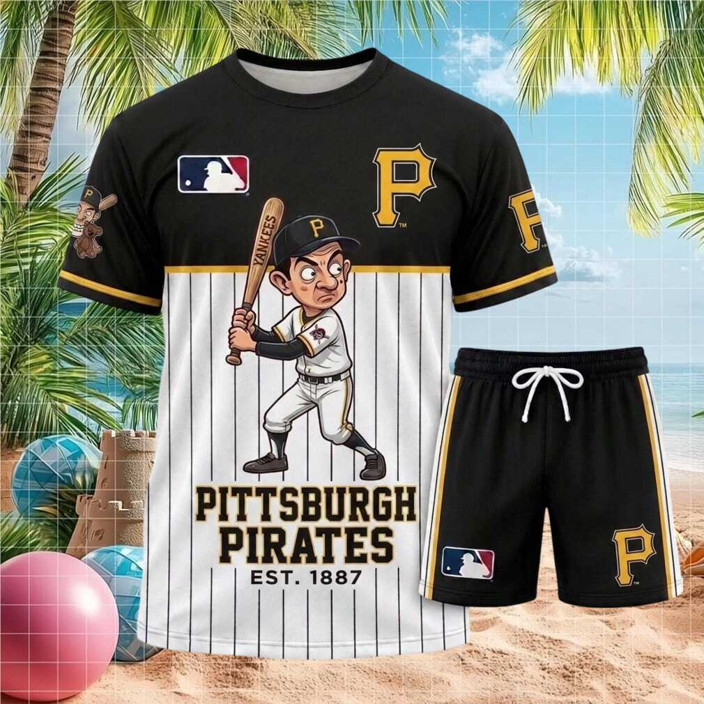 Pittsburgh Pirates Mr Bean Baseball Pinstripe Shorts Shirt