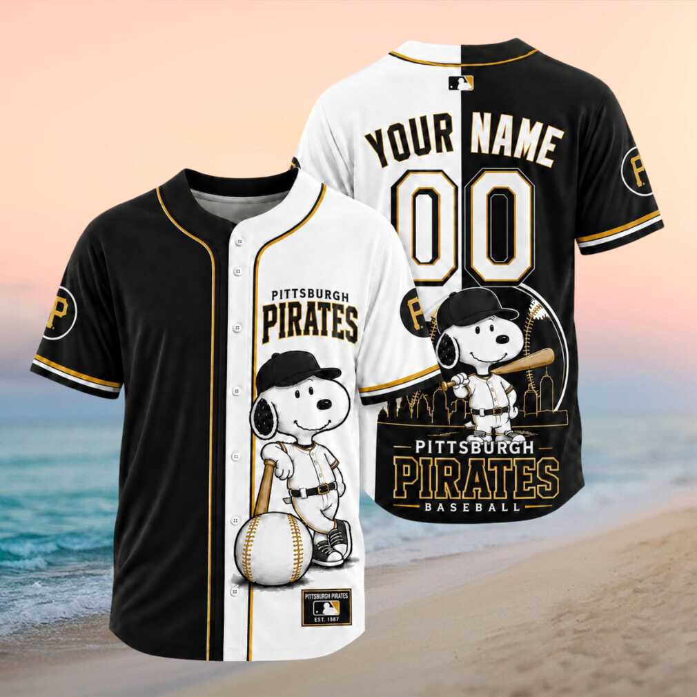 Pittsburgh Pirates Snoopy Mascot City Skyline Baseball Jersey - Limotees LLC