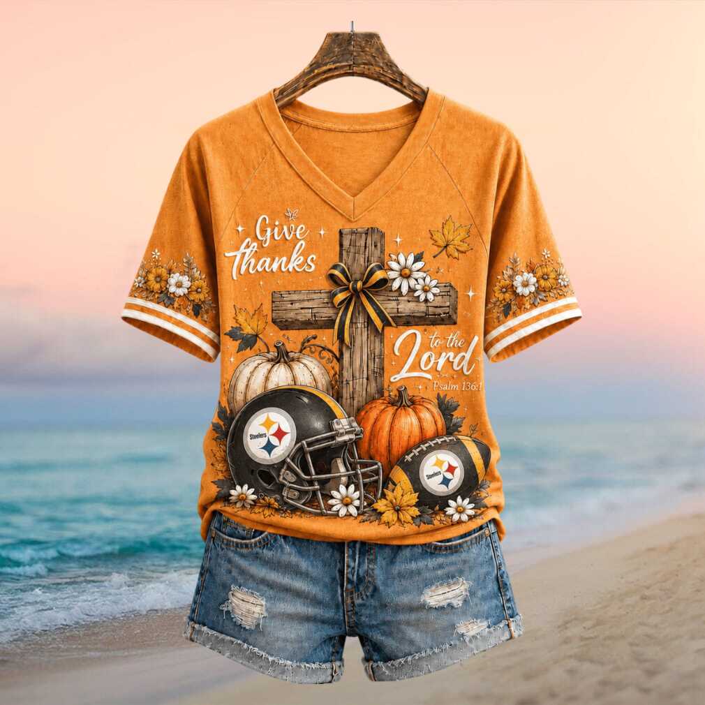 Pittsburgh Steelers Football Cross Pumpkin Autumn Give Thanks Shirt