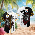 Pittsburgh Steelers Grateful Dead Skull Rose Baseball Shirt - Limotees LLC