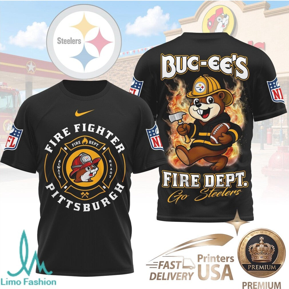 Pittsburgh Steelers Mascot Firefighter Graphic T Shirt - Limotees LLC