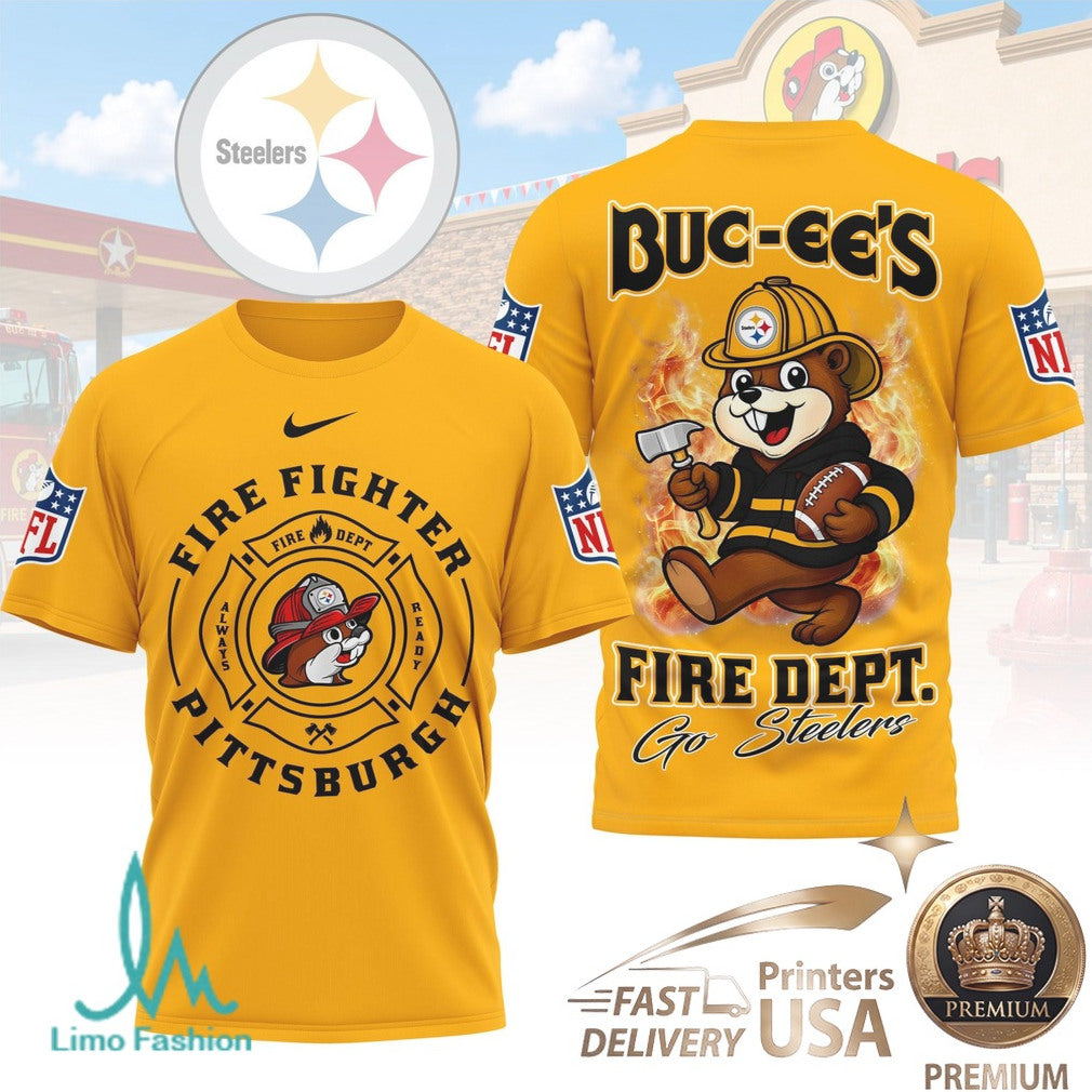 Pittsburgh Steelers Mascot Firefighter Graphic T Shirt - Limotees LLC