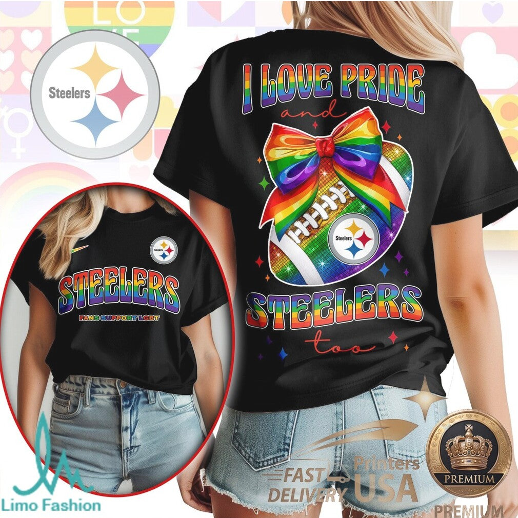 Pittsburgh Steelers Pride Football Rainbow Love T Shirt - Limotees LLC