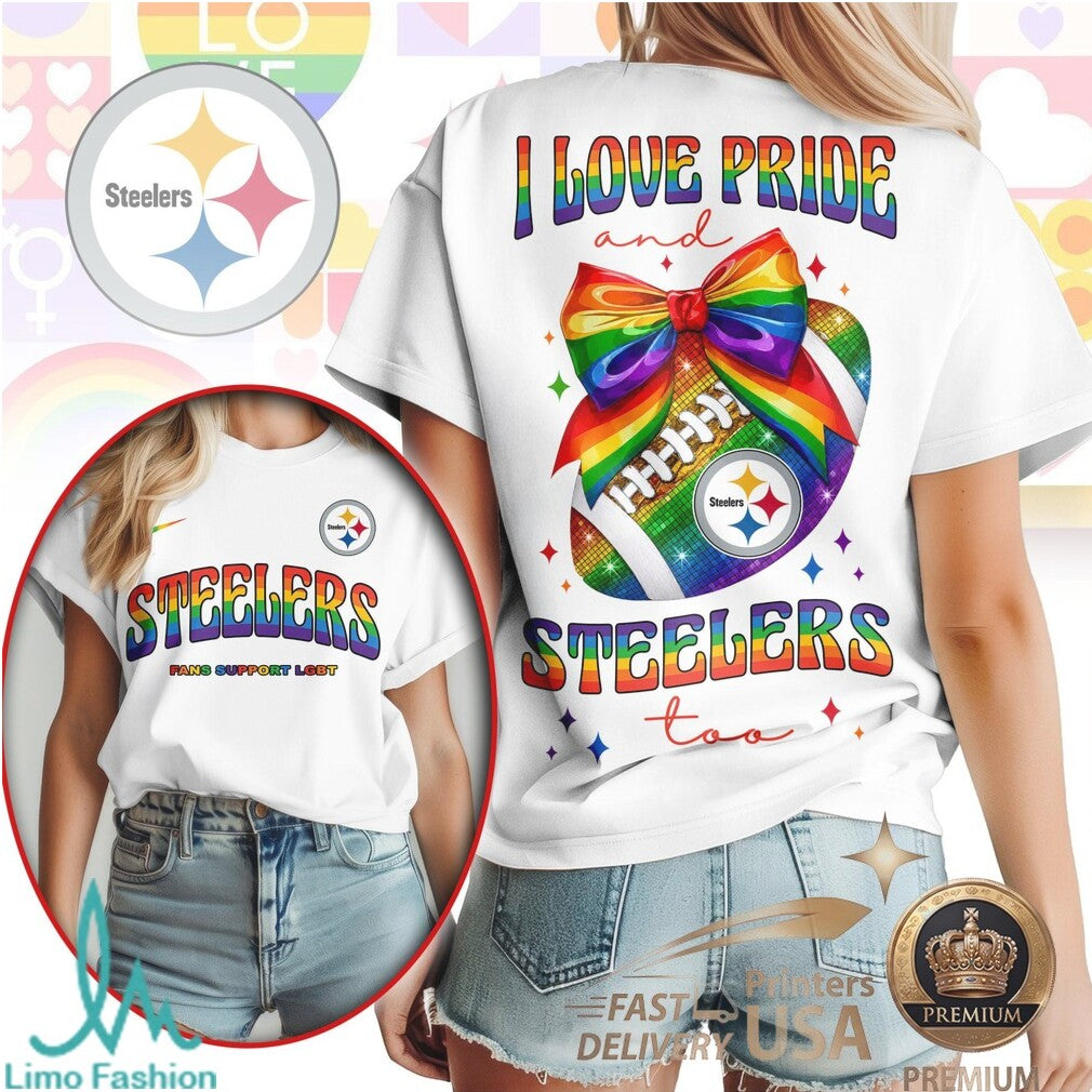 Pittsburgh Steelers Pride Football Rainbow Love T Shirt - Limotees LLC