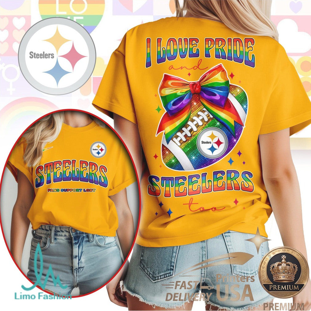 Pittsburgh Steelers Pride Football Rainbow Love T Shirt - Limotees LLC