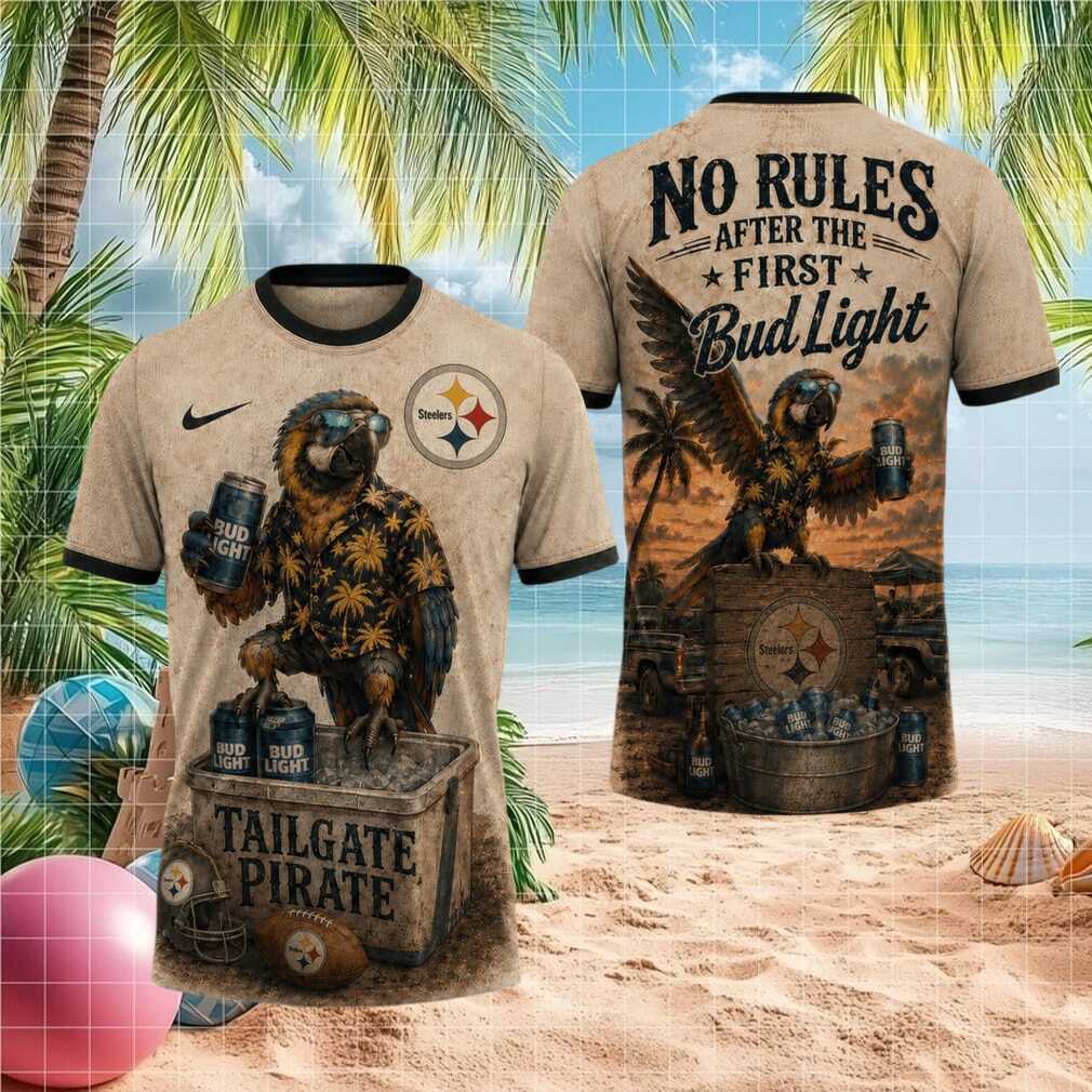 Pittsburgh Steelers Tailgate Pirate Bud Light Football Parrot Shirt