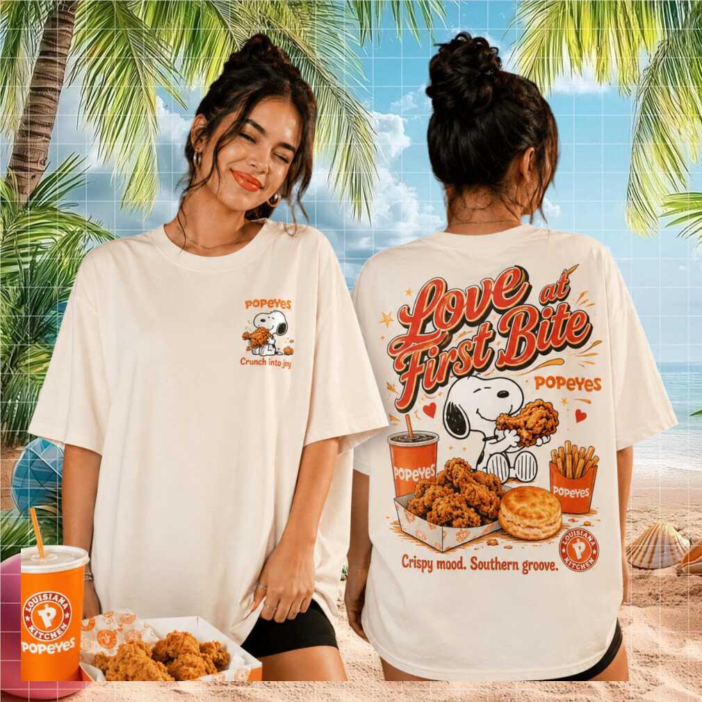 Popeyes Snoopy Love At First Bite Fried Chicken Vintage Retro Fast Food Lovers Women Shirt - Limotees LLC