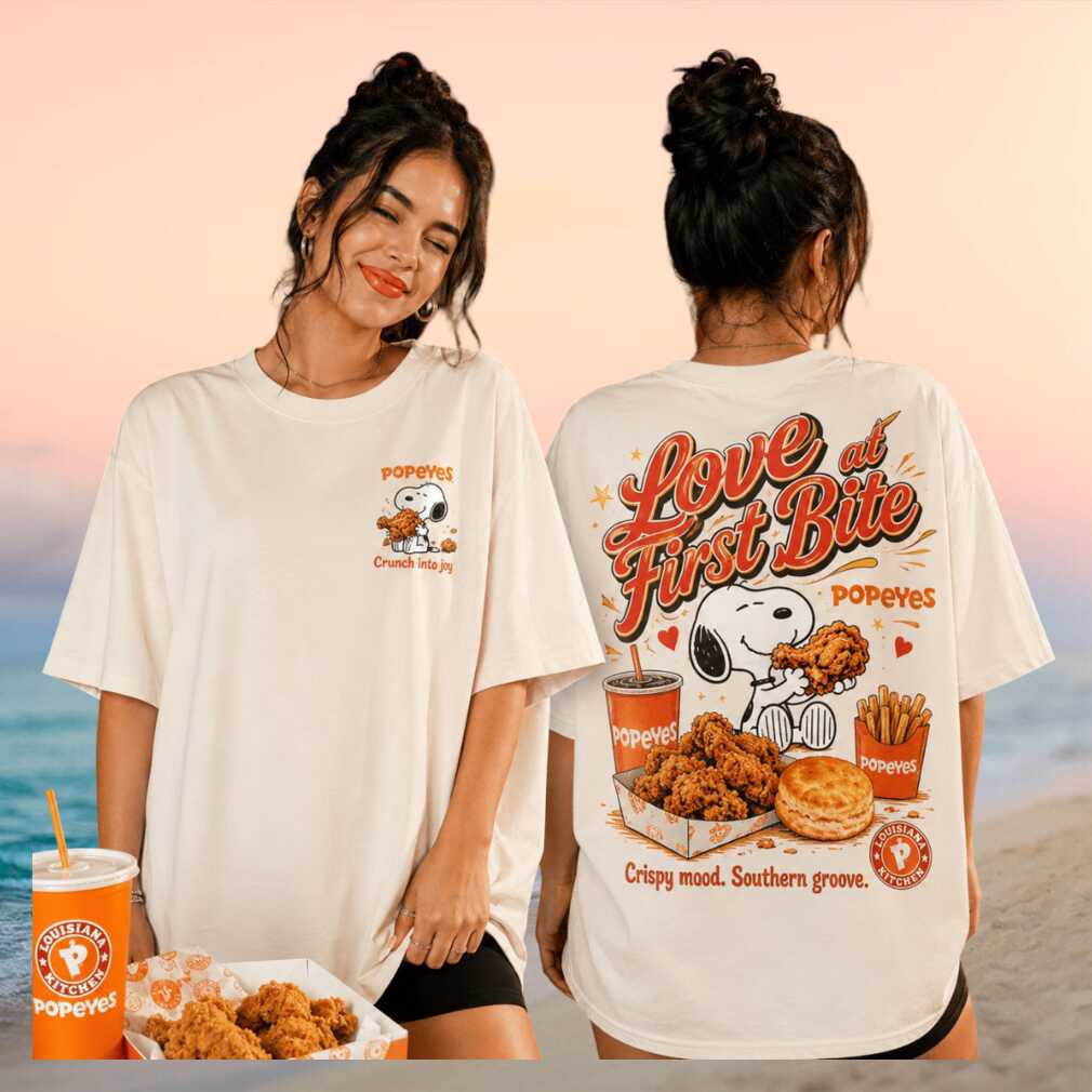 Popeyes Snoopy Love At First Bite Fried Chicken Vintage Retro Fast Food Lovers Women Shirt - Limotees LLC