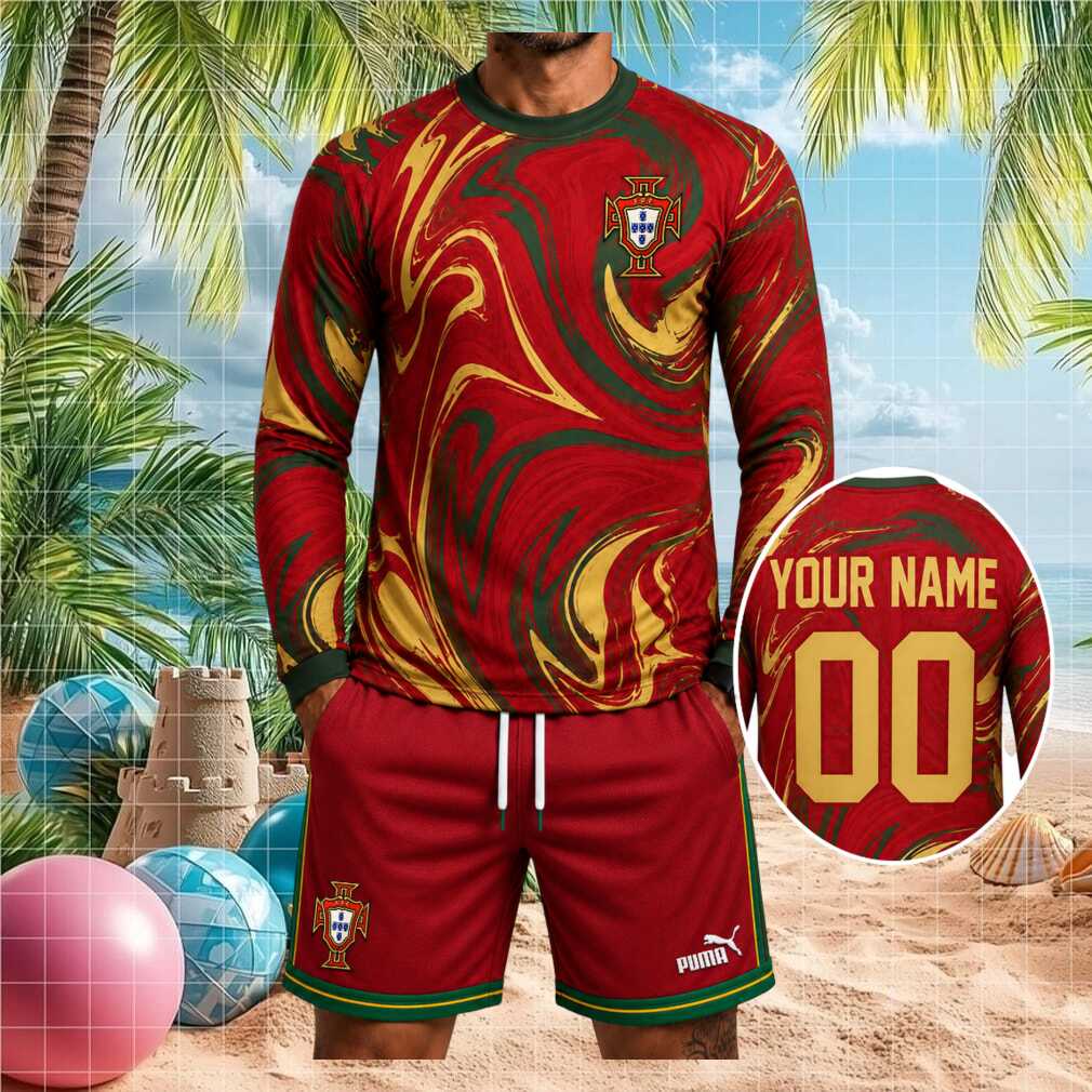 Portugal National Football Team Euro 2026 Swirl Pattern Fan Kit Men Shirt - Limotees LLC