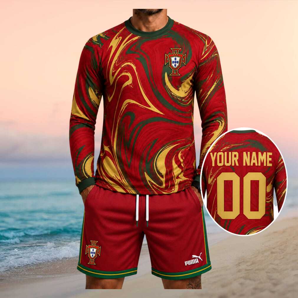 Portugal National Football Team Euro 2026 Swirl Pattern Fan Kit Men Shirt - Limotees LLC