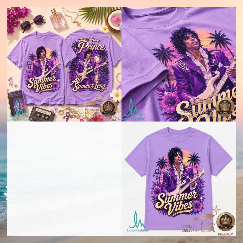 Prince Summer Vibes Purple Rain Tropical Retro Graphic Shirt - Limotees LLC