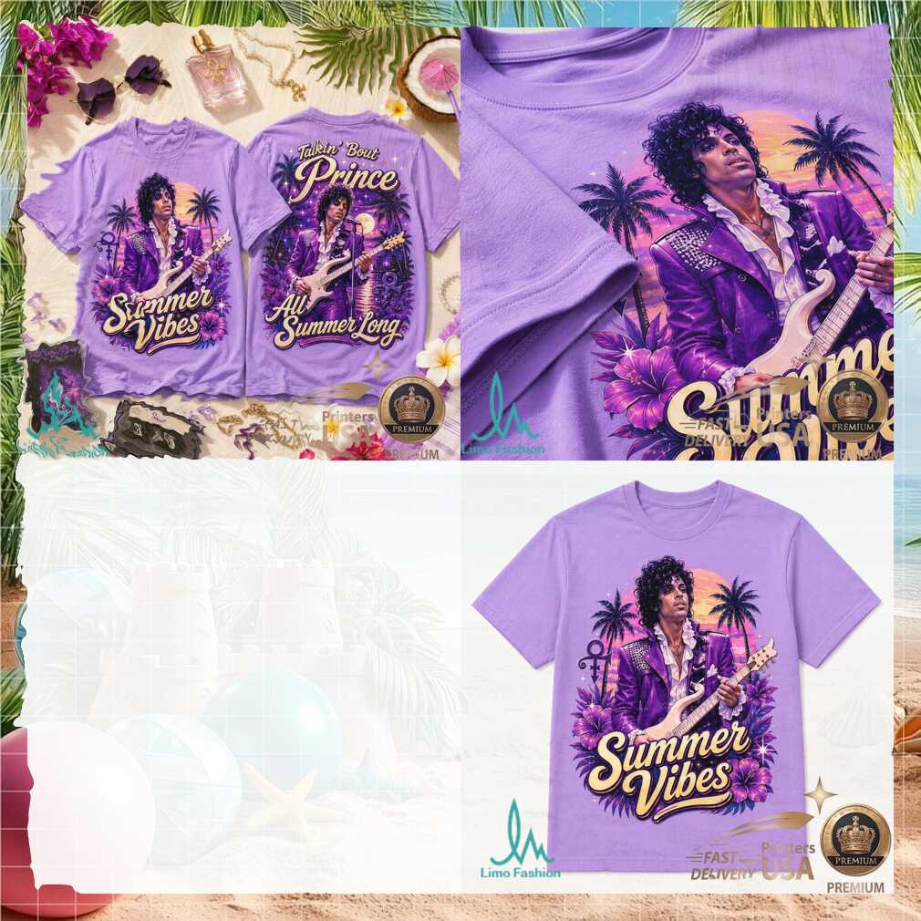 Prince Summer Vibes Purple Rain Tropical Retro Graphic Shirt - Limotees LLC