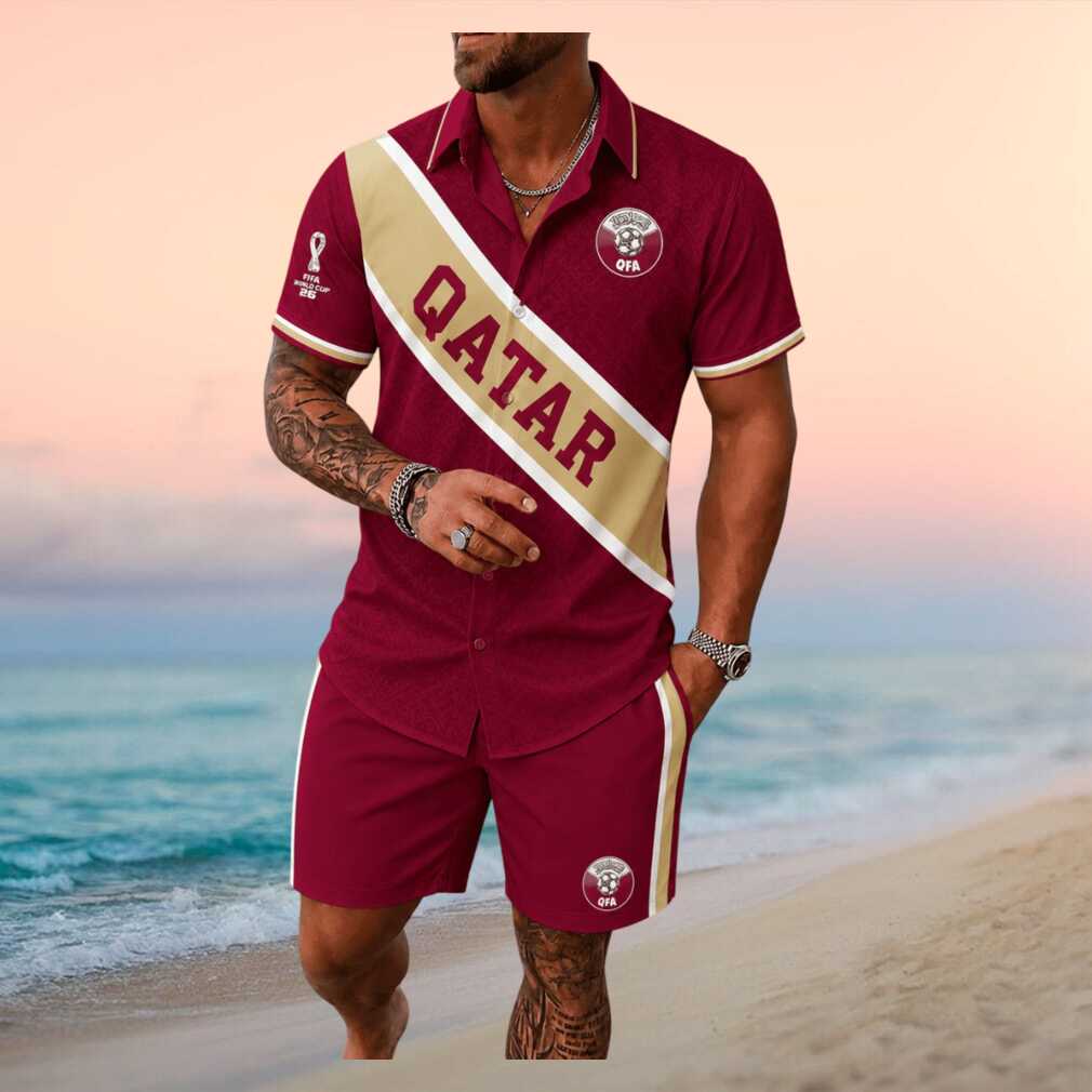 Qatar Soccer National Crest Graphic Shirt - Limotees LLC