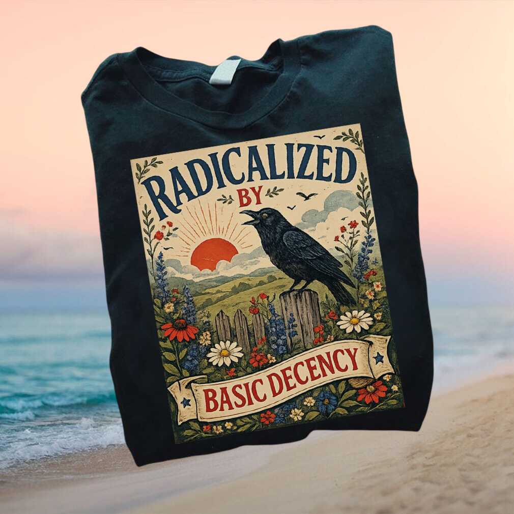 Radicalized By Basic Decency Vintage Crow Nature Graphic T Shirt - Limotees LLC