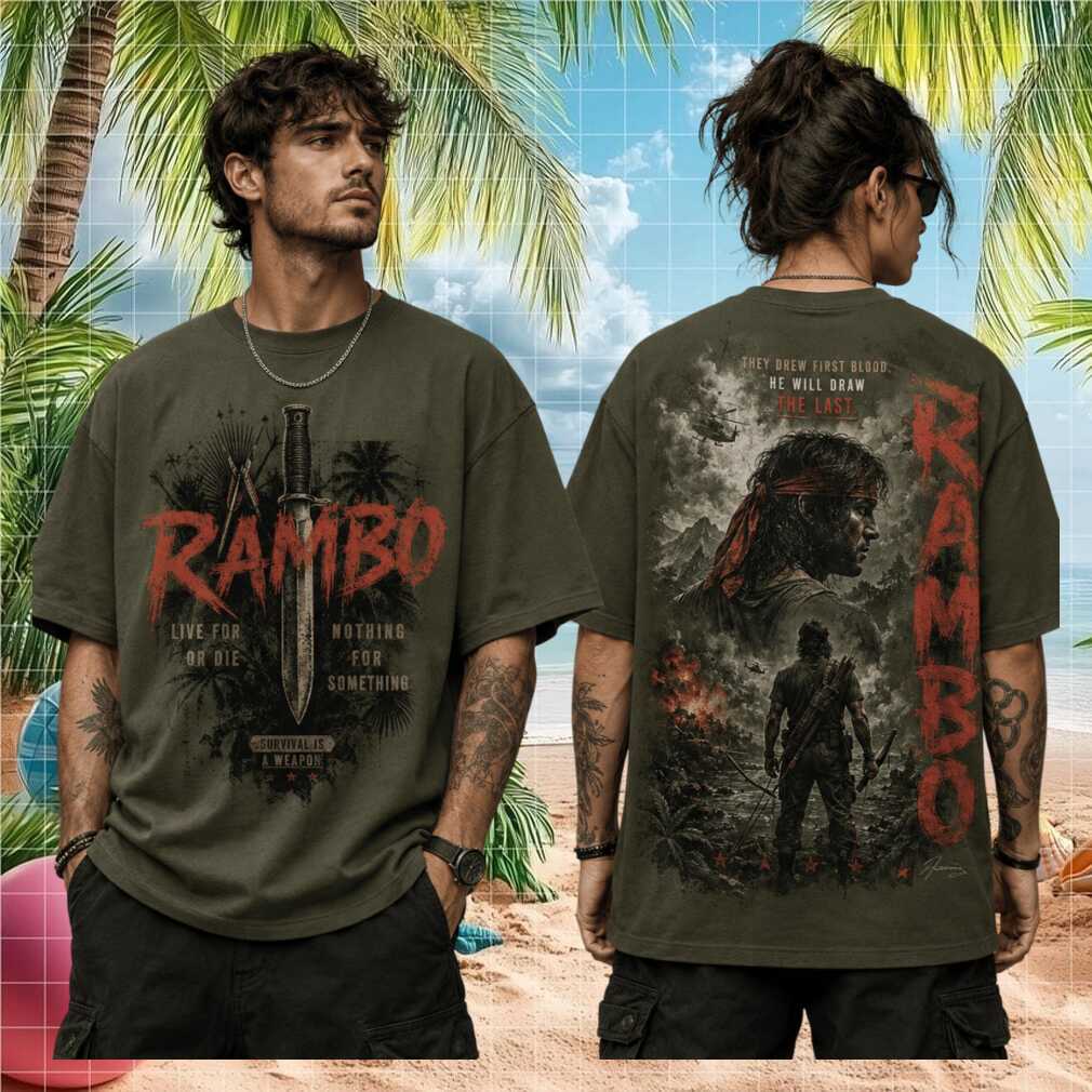 Rambo First Blood John Rambo Vintage Action Movie Military Olive Green Shirt - Limotees LLC