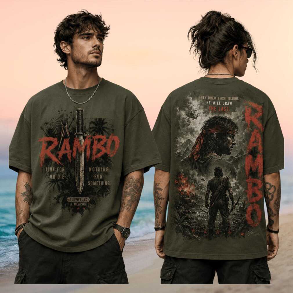 Rambo First Blood John Rambo Vintage Action Movie Military Olive Green Shirt - Limotees LLC
