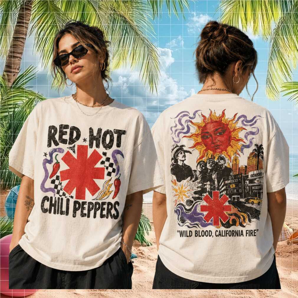 Red Hot Chili Peppers Wild Blood California Fire Retro Funk Rock Band Shirt - Limotees LLC