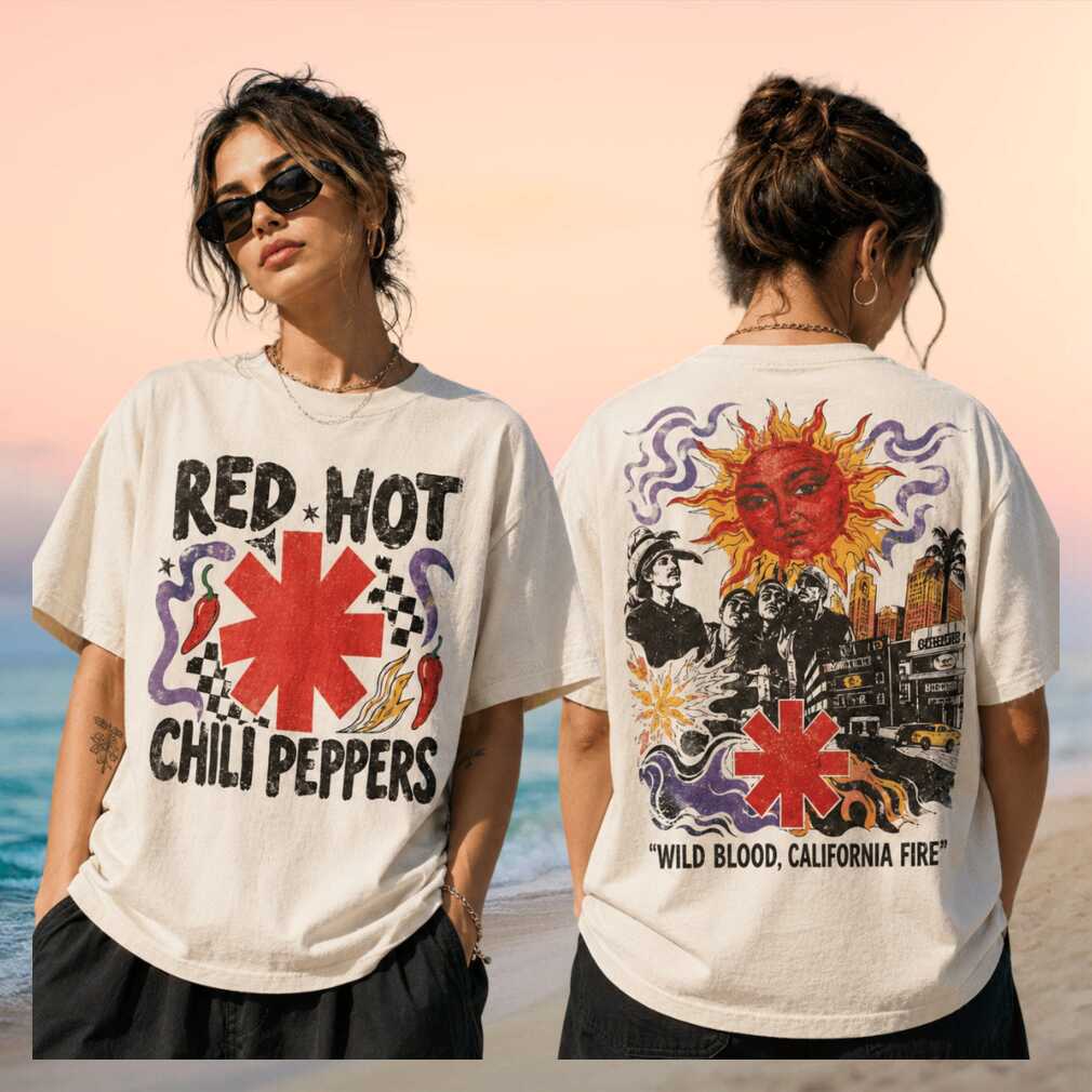 Red Hot Chili Peppers Wild Blood California Fire Retro Funk Rock Band Shirt - Limotees LLC