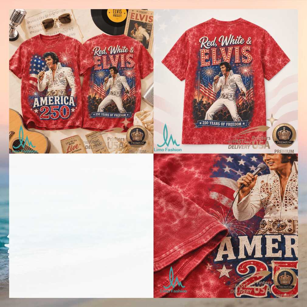 Red White And Elvis Presley America 250 Patriotic Vintage Shirt - Limotees LLC