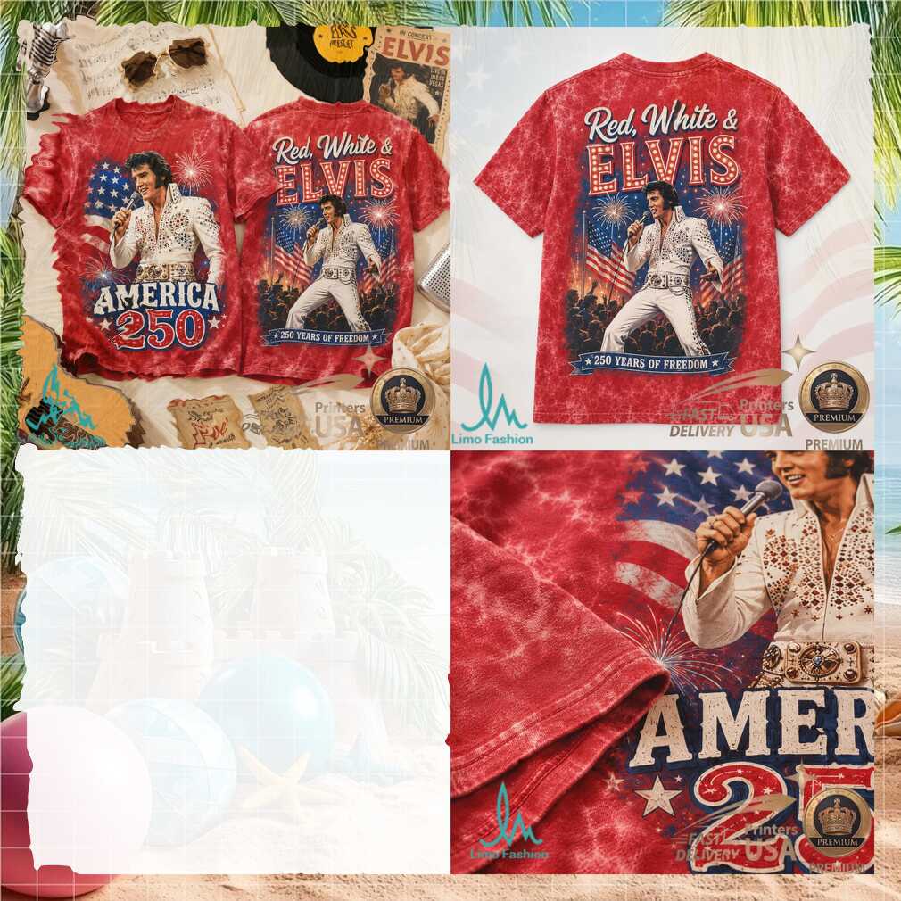 Red White And Elvis Presley America 250 Patriotic Vintage Shirt - Limotees LLC