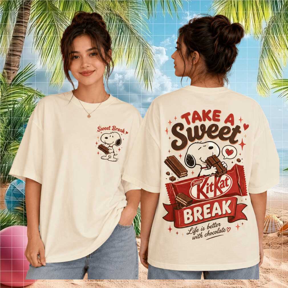 Retro Snoopy KitKat Take A Sweet Break Cream Oversized Women Fans Shirt - Limotees LLC
