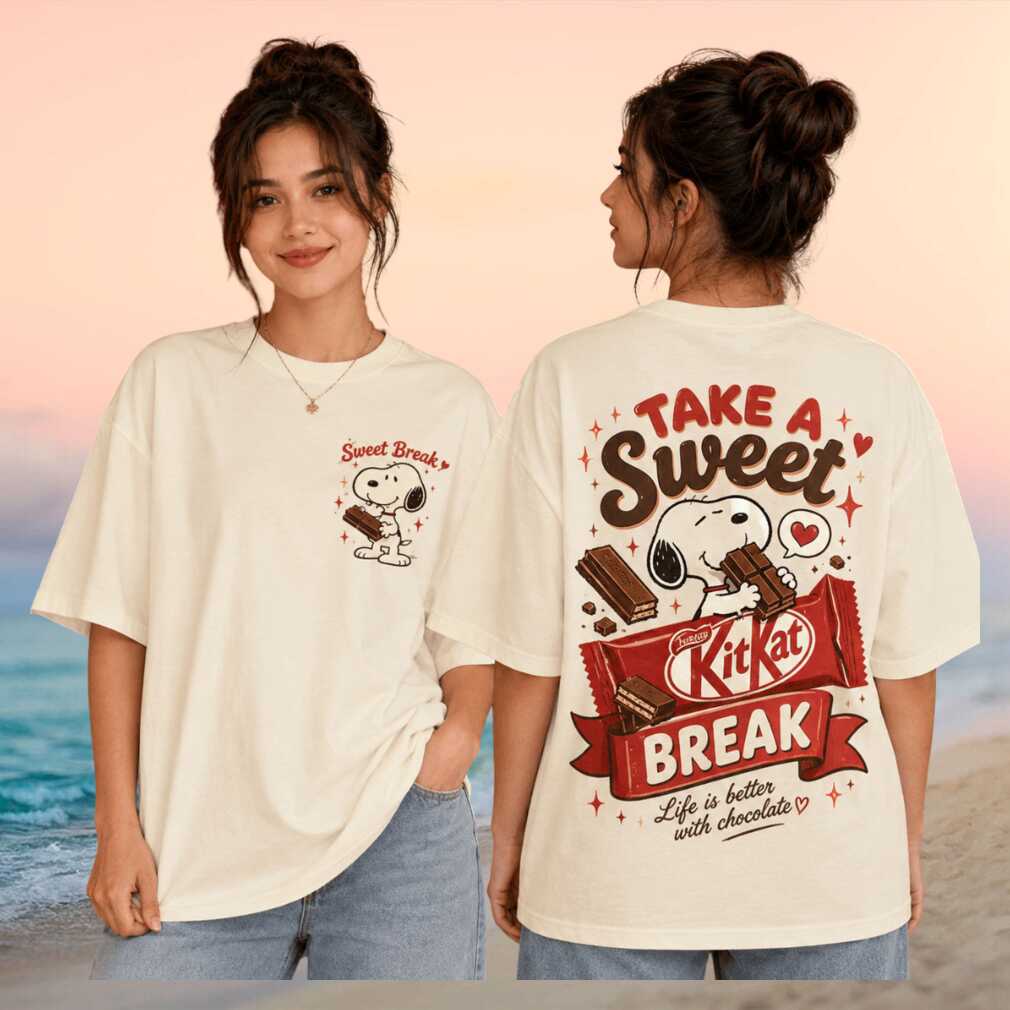 Retro Snoopy KitKat Take A Sweet Break Cream Oversized Women Fans Shirt - Limotees LLC