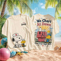 Retro Snoopy Nurse We Chart At Dawn Good Grief Night Shift Crew Shirt - Limotees LLC