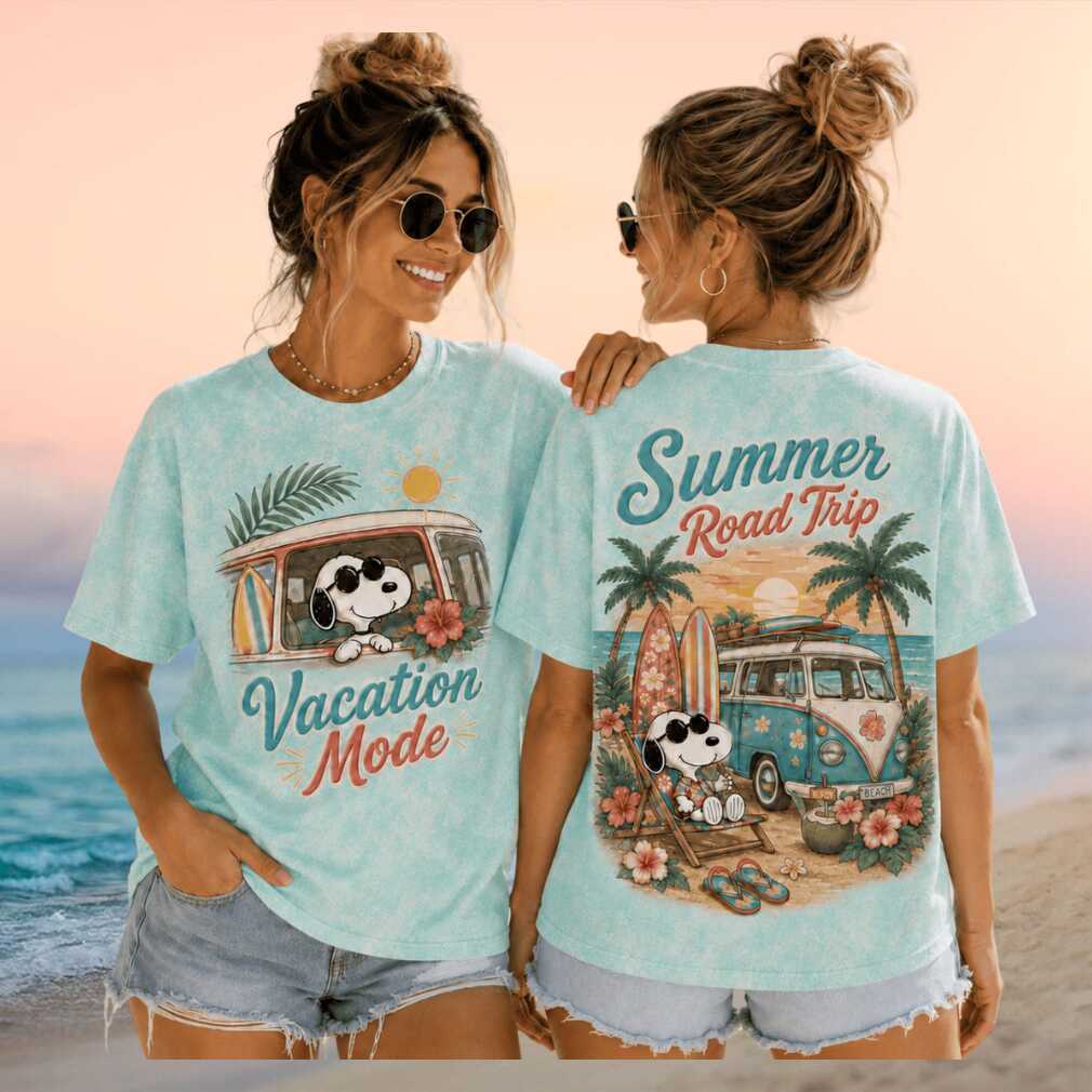 Retro Snoopy Vacation Mode Summer Road Trip Turquoise Acid Wash Women Fans Shirt - Limotees LLC