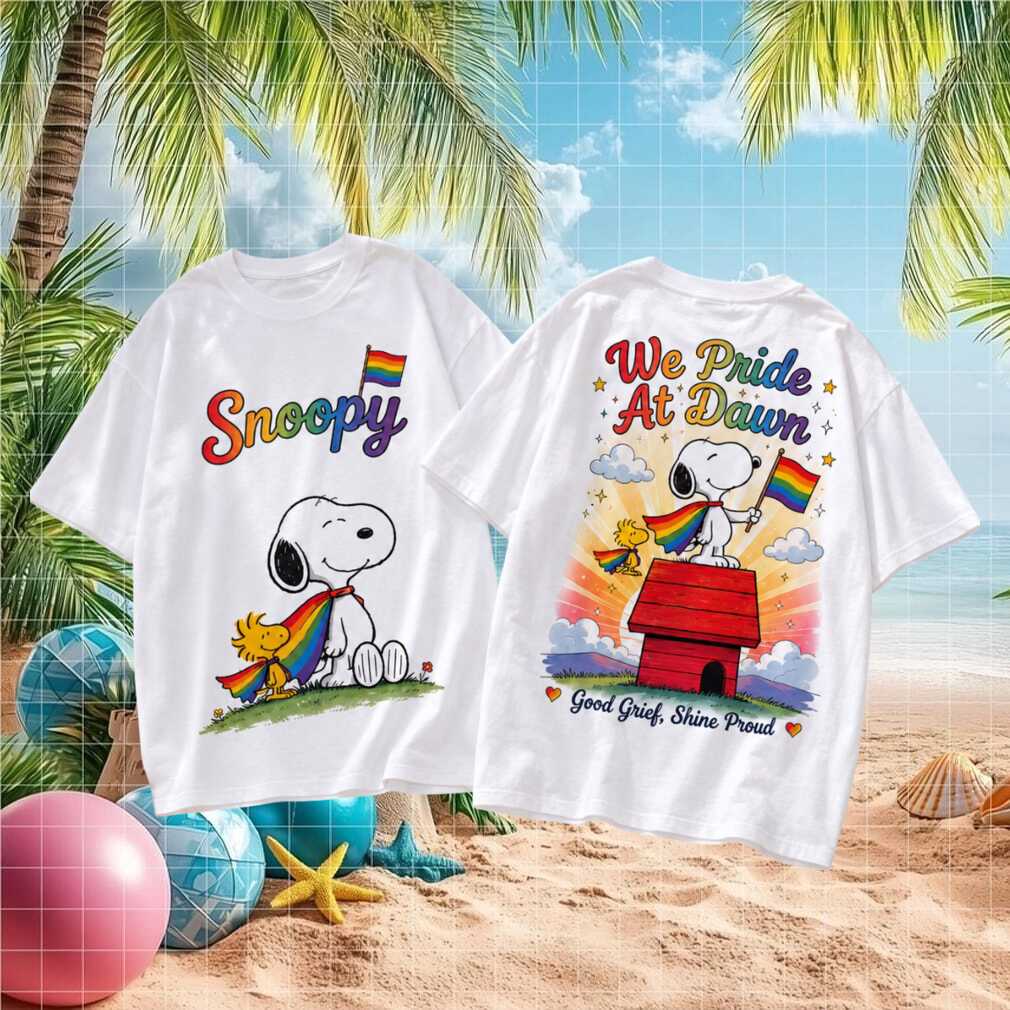 Retro Snoopy We Pride At Dawn Rainbow Cape Pride Month Unisex Fans Shirt