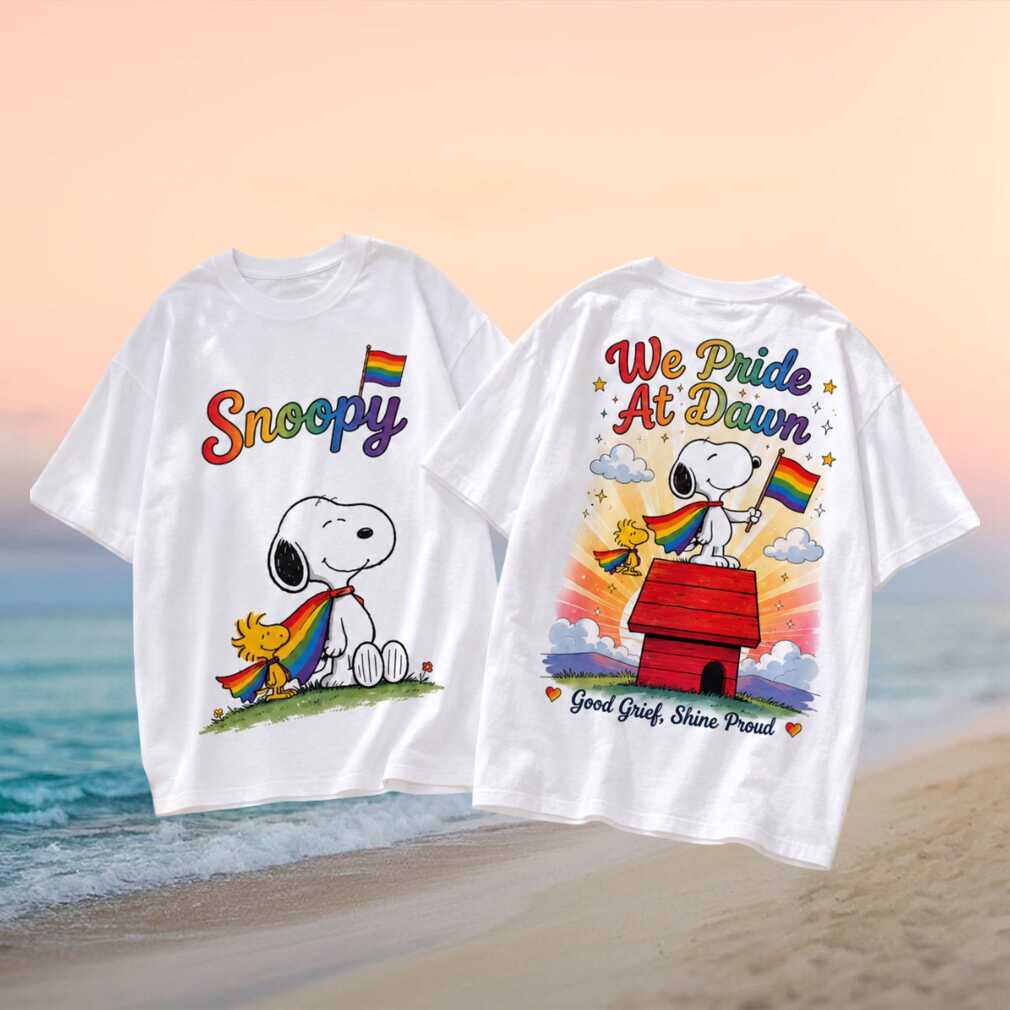 Retro Snoopy We Pride At Dawn Rainbow Cape Pride Month Unisex Fans Shirt