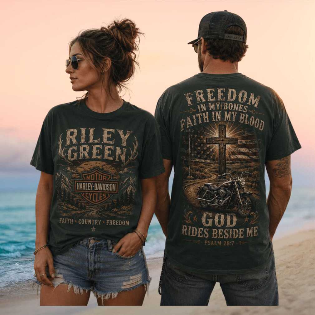 Riley Green Harley Davidson Freedom In My Bones Country Biker Green Women Men Shirt - Limotees LLC