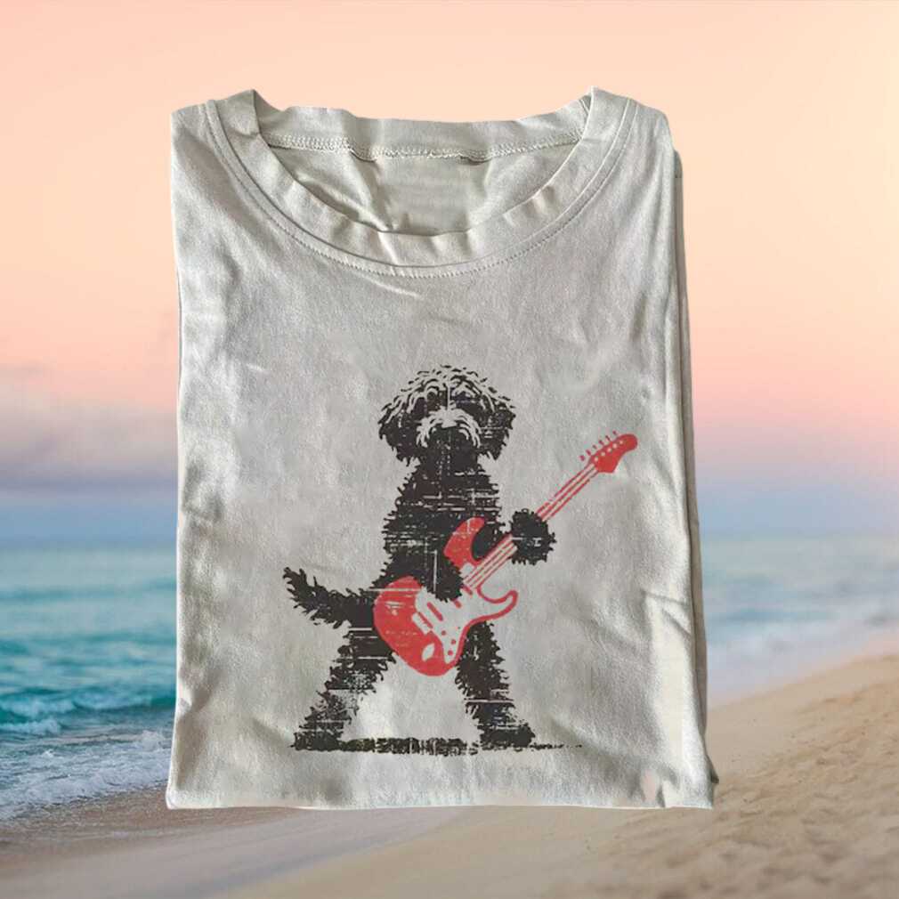 Rock N Roll Poodle Dog Guitarist Retro Music Concert Fan Graphic Apparel Shirt