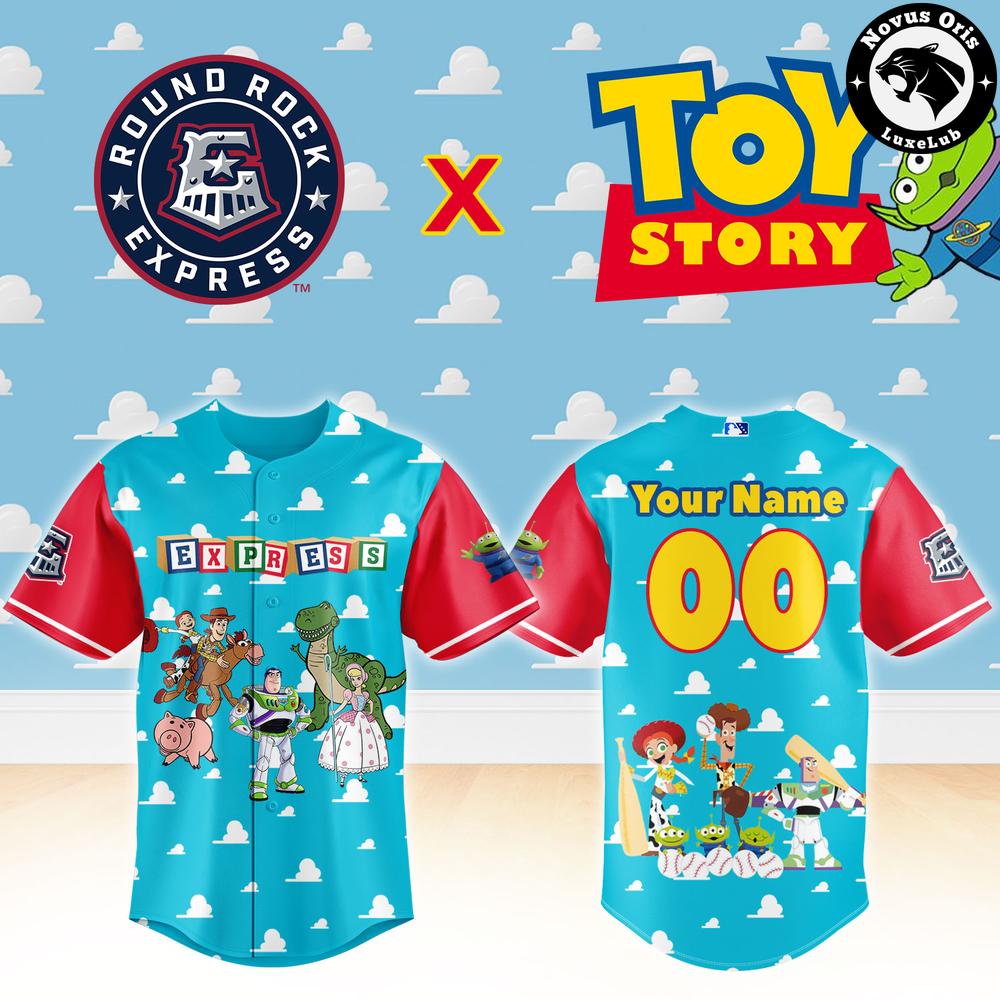 Round Rock Express x Toy Story Night Woody Buzz Lightyear Custom Baseball Jersey
