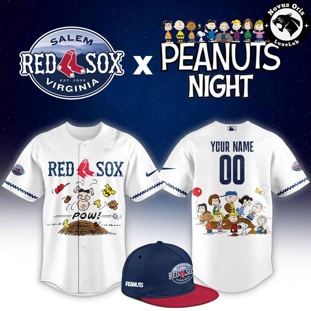 Salem Red Sox x Peanuts Night Baseball Jersey - Custom White Snoopy Shirt