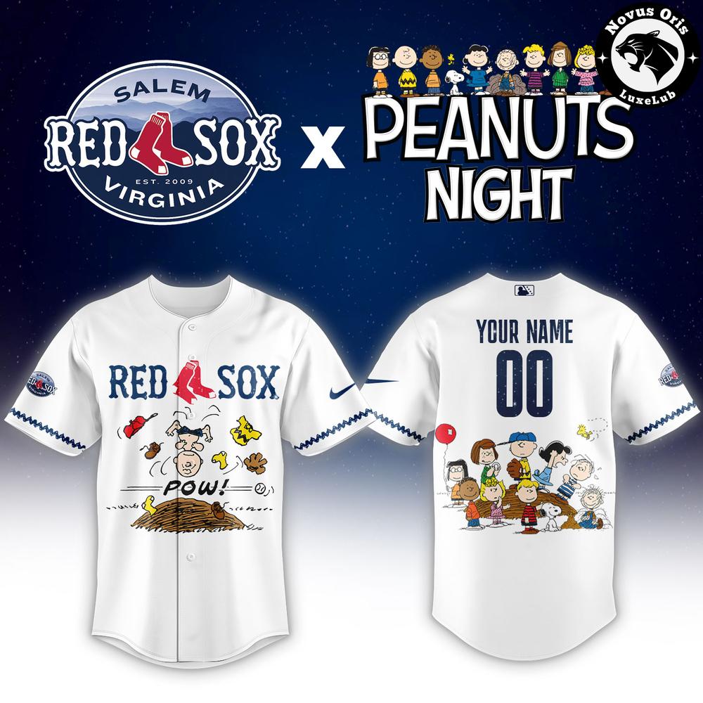 Salem Red Sox x Peanuts Night Baseball Jersey - Custom White Snoopy Shirt